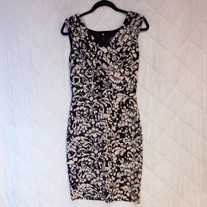 Adrianna Papell Cream & Black Tiered Dress